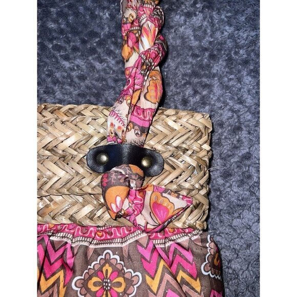 CAPPELLI Straworld Rattan and Multicolor Tiered Ruffles Double Top Handles Bag - Picture 9 of 16